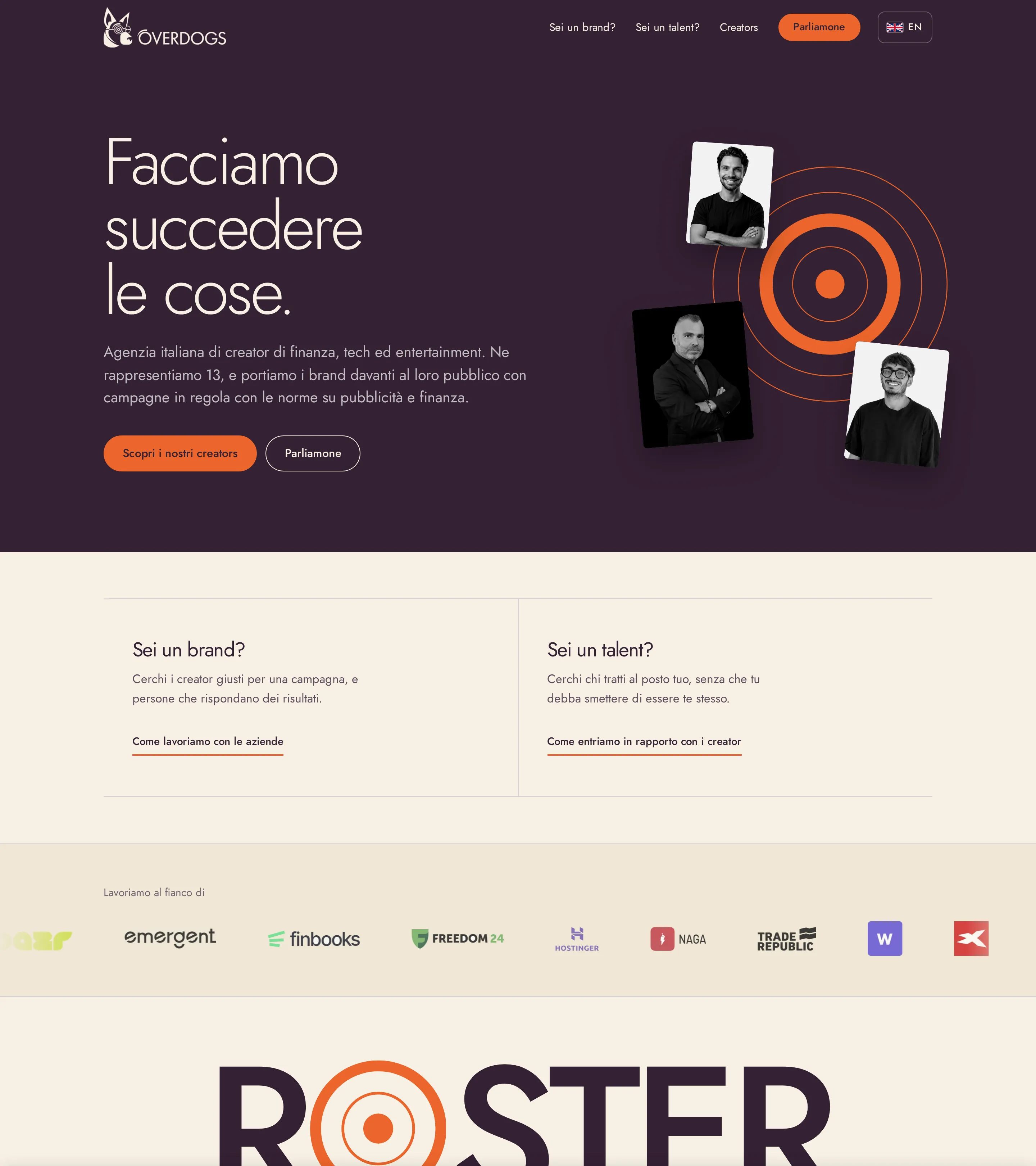 Pagina iniziale di Overdogs Agency